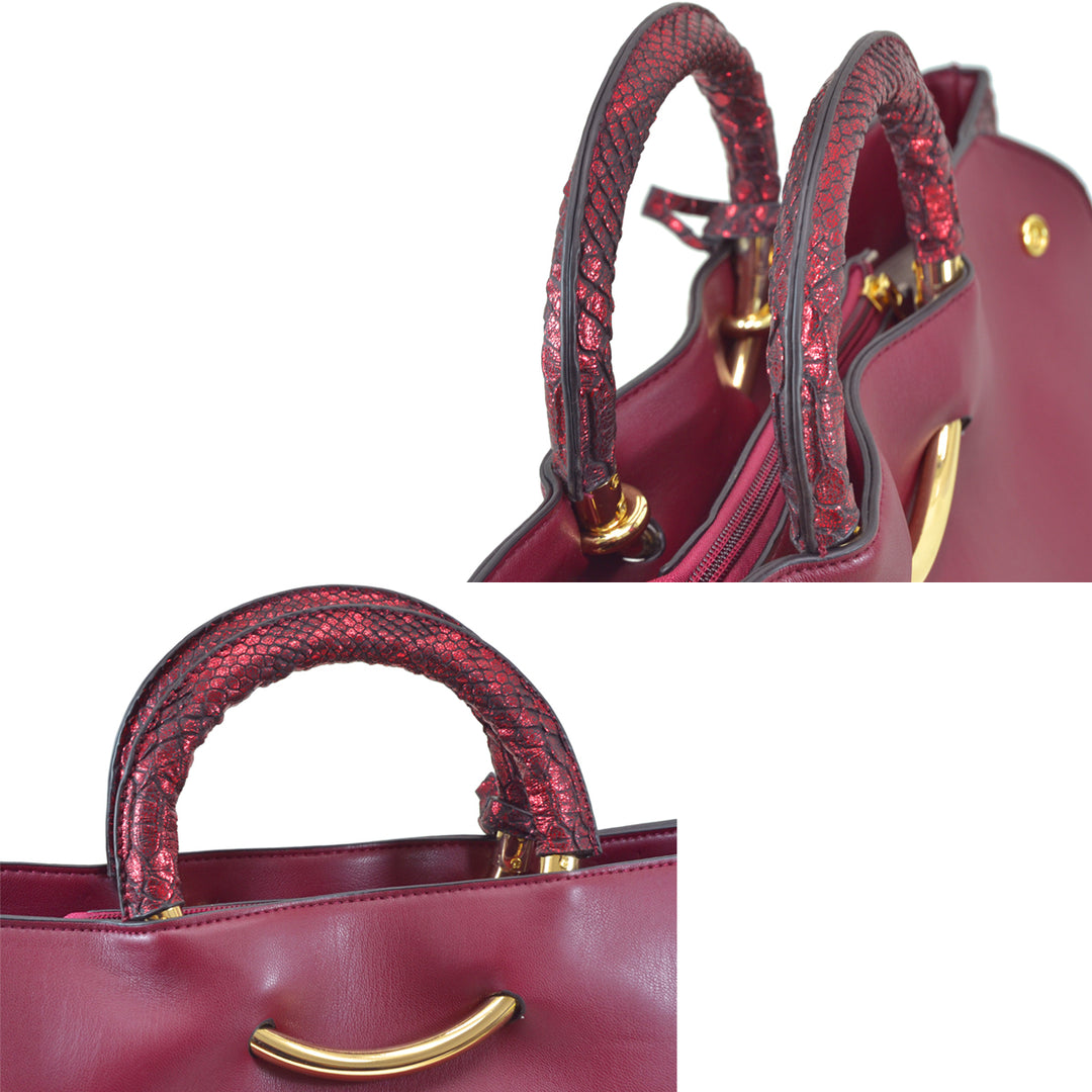 Dasein Womens Designer Signature Top Zip Ring Tote Bag Satchel Handbag Purse with Embossed Trim Image 7