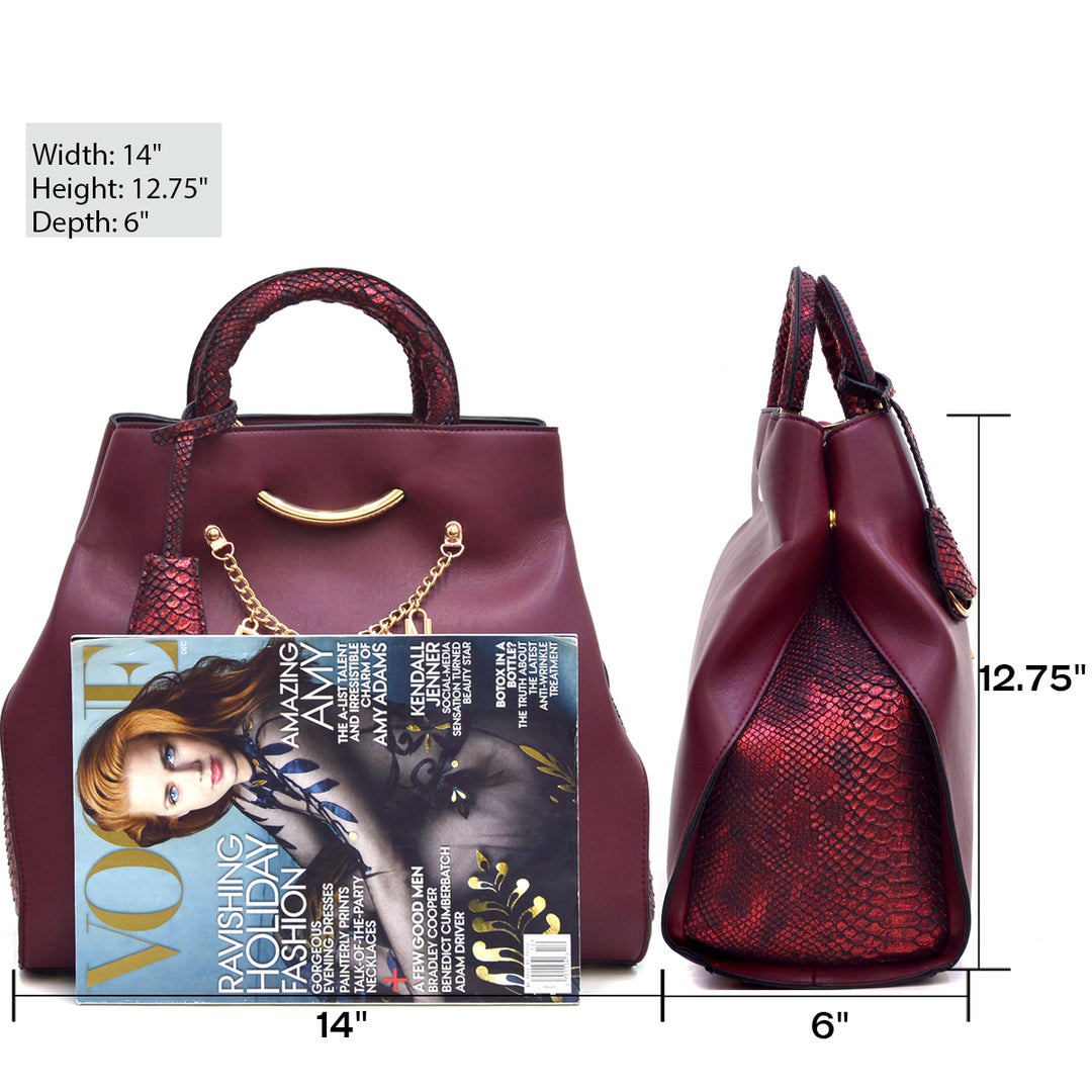 Dasein Womens Designer Signature Top Zip Ring Tote Bag Satchel Handbag Purse with Embossed Trim Image 9