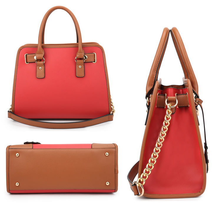 Dasein Womens Designer Medium Leather Padlock Belted Top Handle Satchel Handbag Purse Shoulder Bag With Matching Wallet Image 8