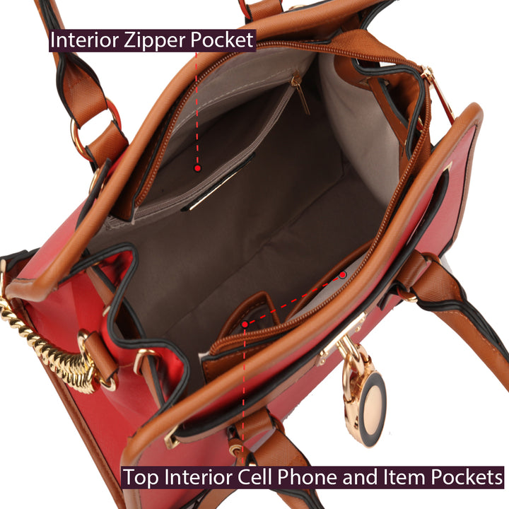Dasein Womens Designer Medium Leather Padlock Belted Top Handle Satchel Handbag Purse Shoulder Bag With Matching Wallet Image 9