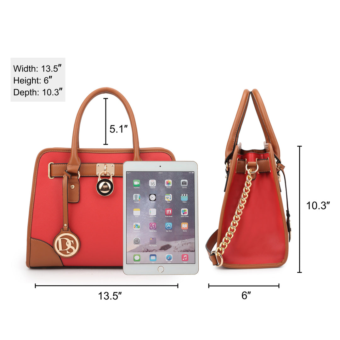 Dasein Womens Designer Medium Leather Padlock Belted Top Handle Satchel Handbag Purse Shoulder Bag With Matching Wallet Image 11