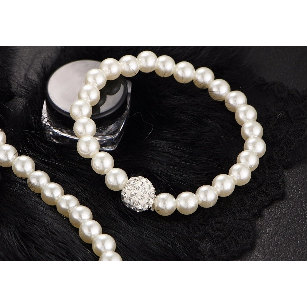 Cultured Freshwater White Pearl Necklace Bracelet and Stud Earring Jewelry Set Image 2