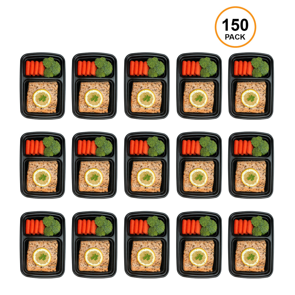 Freshware 150-Pack 2 Compartment Bento Lunch Boxes with Lids - Meal PrepPortion Control21 Day Fix and Food Storage Image 2