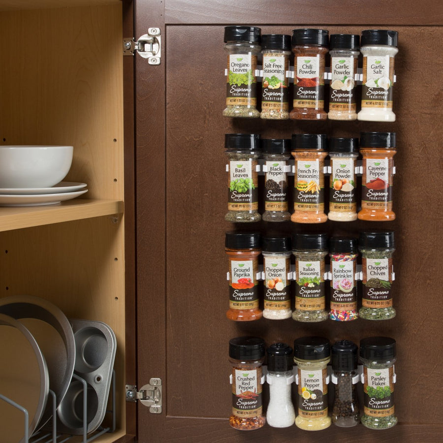 Spice Rack Organizer Easy Stick to Cupboard Door Holds up to 20 Spices Image 1