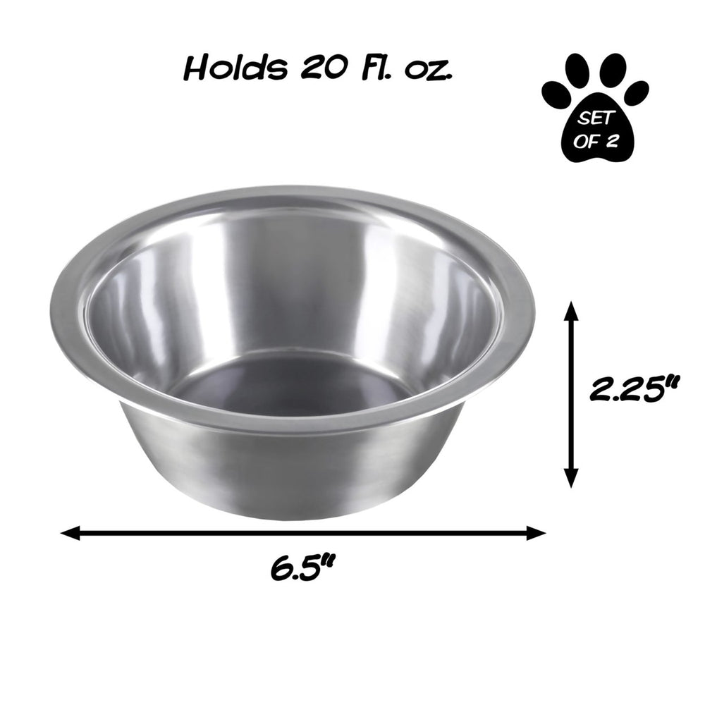 2 Stainless Steel Hanging Pet Bowls for Dogs and Cats- CageKenneland Crate Feeder Dish for Food and Water- 20 OZ Image 2
