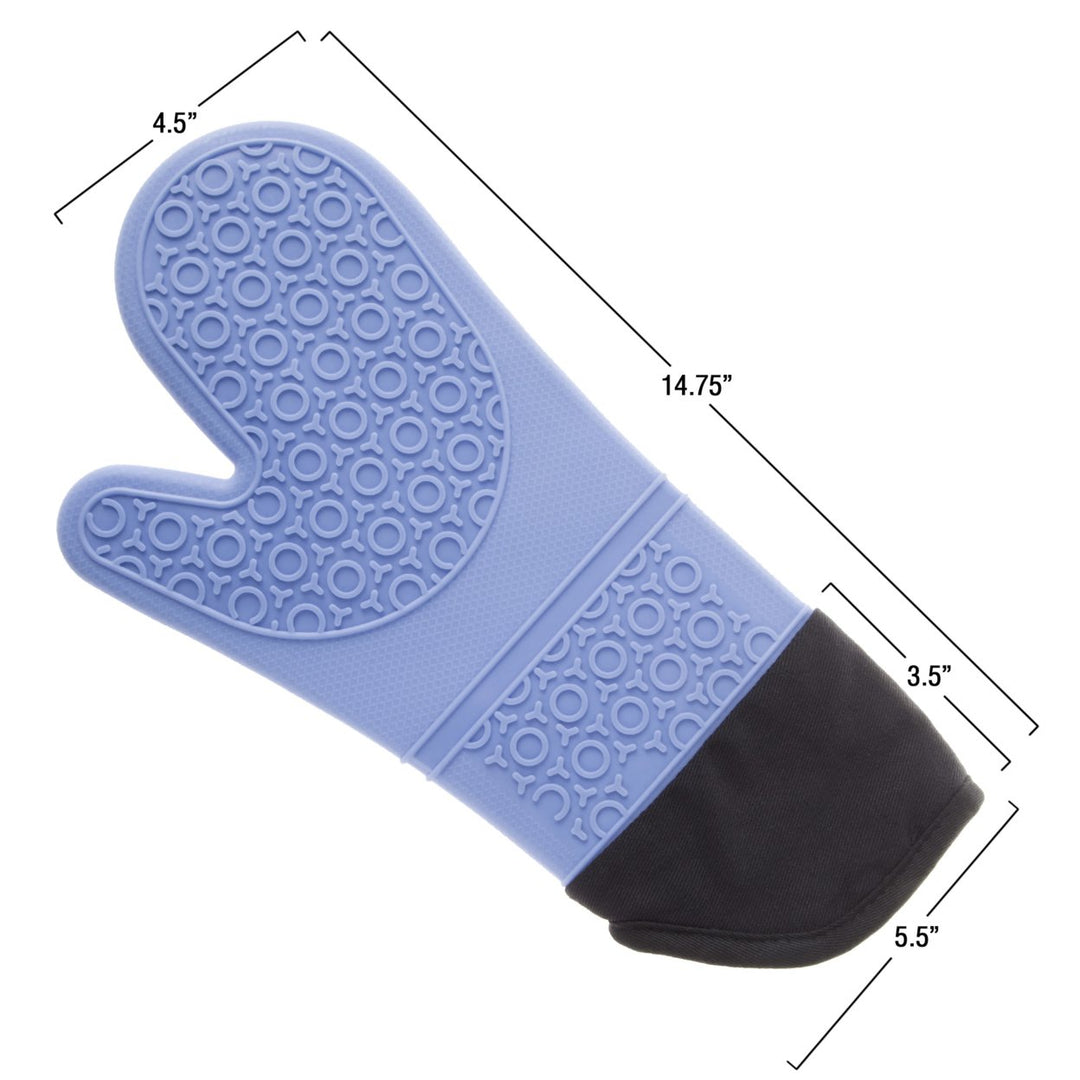 Silicone Oven Mits Extra Long Professional Quality Heat Resistant with Quilted Lining and 2-sided Textured Grip 1 pair Image 3