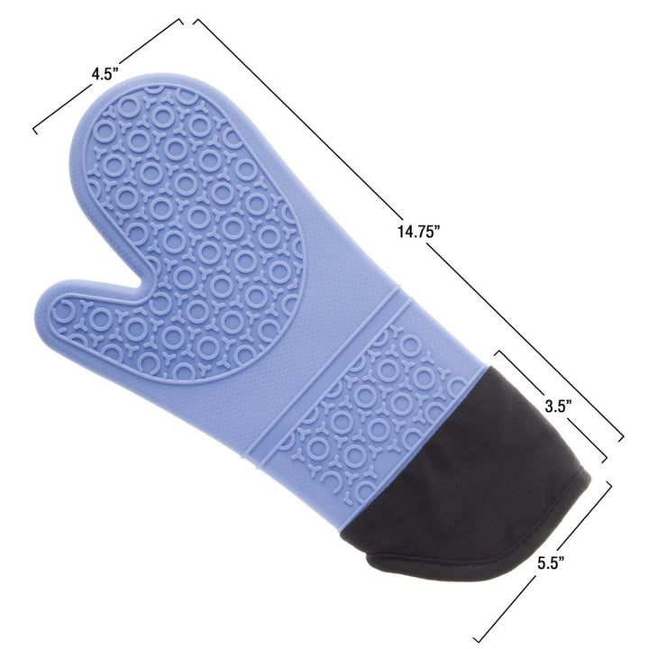 Silicone Oven Mits Extra Long Professional Quality Heat Resistant with Quilted Lining and 2-sided Textured Grip 1 pair Image 3