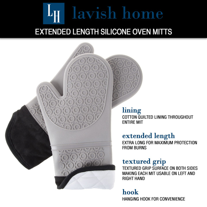 Silicone Oven Mits Extra Long Professional Quality Heat Resistant with Quilted Lining and 2-sided Textured Grip 1 pair Image 4