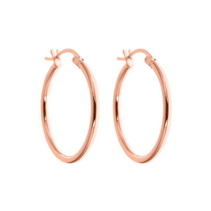 18k Rose Gold Plated Sterling Silver 25mm Classic French Lock Hoops Image 3