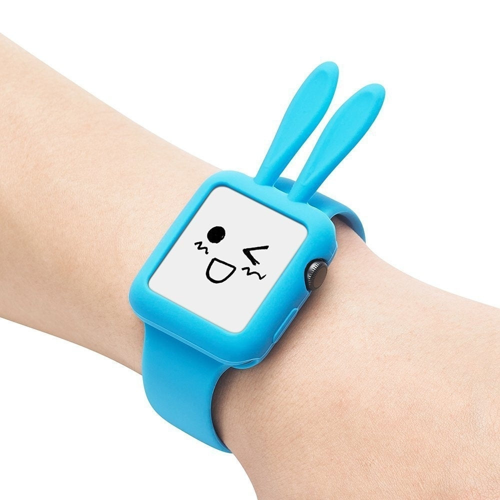 Soft Silicone Protective Cute Bunny Rabbit Ears Case Cover for Apple Watch 42mm Series 1 and 2 Image 6
