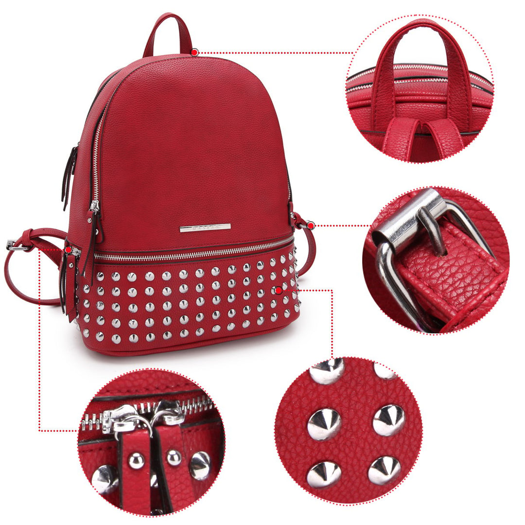 DASEIN Medium Faux Leather Spiked Studded Backpack Image 9