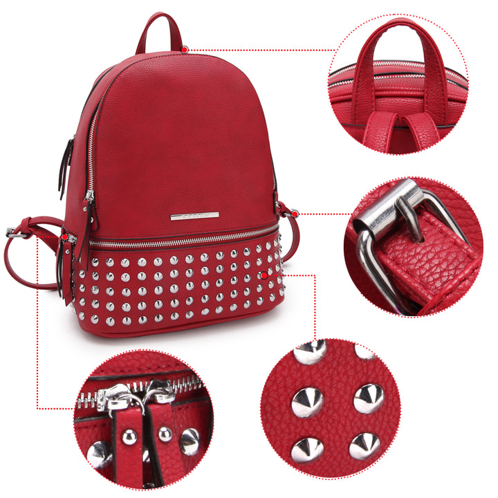 DASEIN Medium Faux Leather Spiked Studded Backpack Image 6
