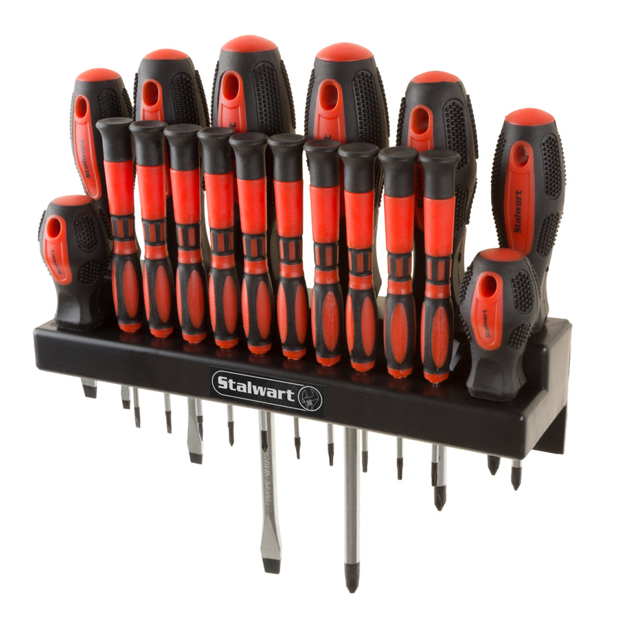 18 Piece Wall Mounted Screwdriver Set with Magnetic Tips- Precision Kit Including Small and Large FlatheadsPhillipsand Image 1