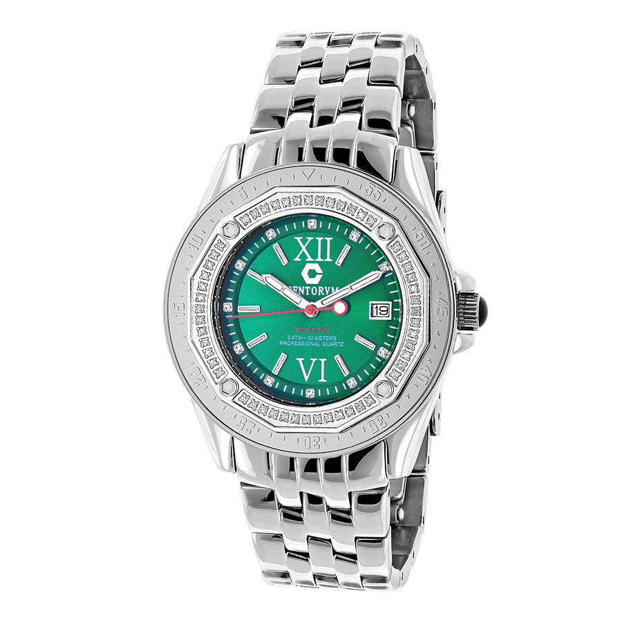 Designer Diamond Watch: Midsize Centorum Falcon 0.50ct Emerald Face Image 1