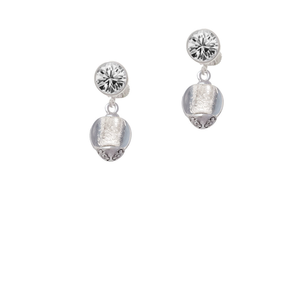 12mm Clear Roller Spinner with Silver Tone Lining Glass Spinner Crystal Clip On Earrings Image 2