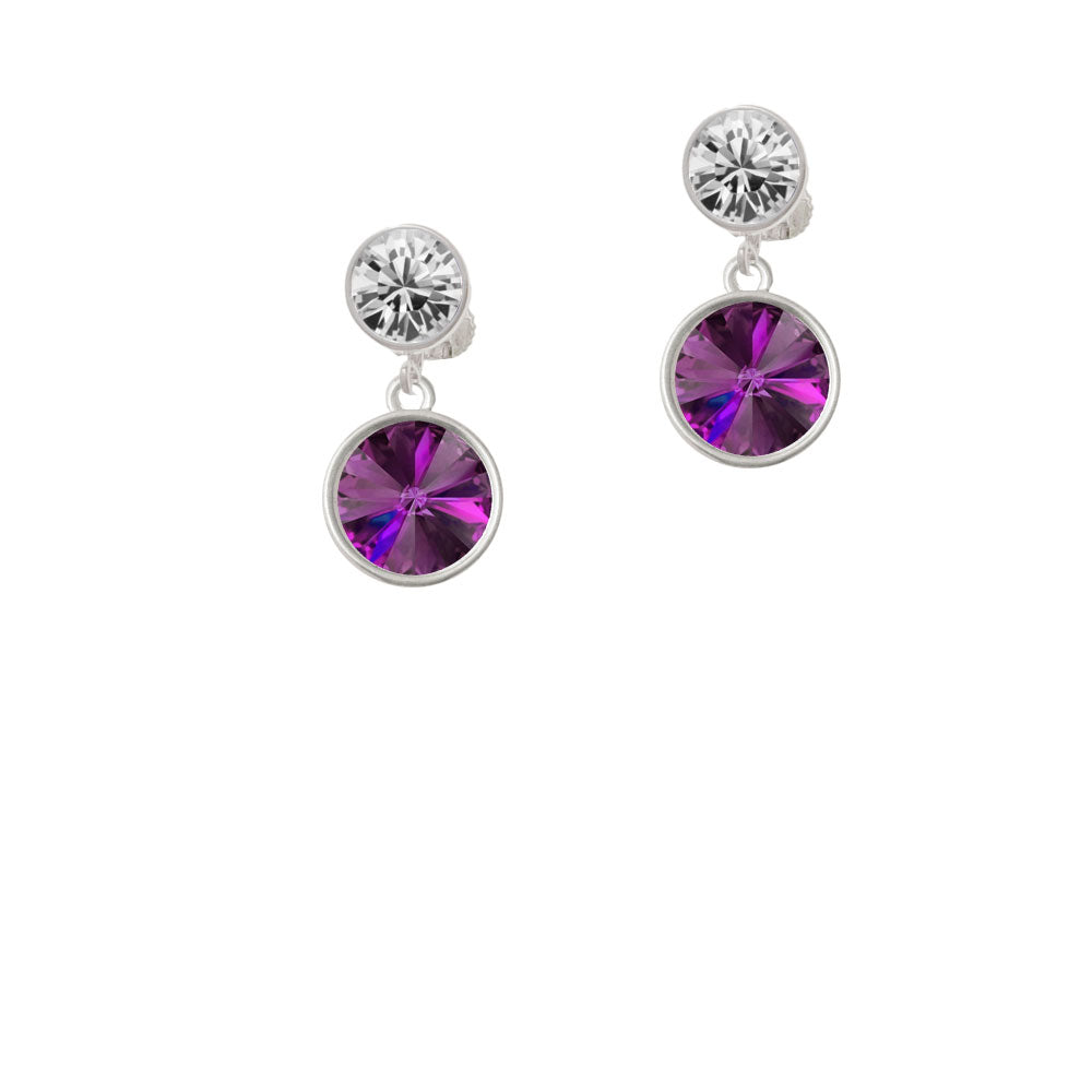 12mm Crystal Rivoli - Purple Crystal Clip On Earrings Image 2