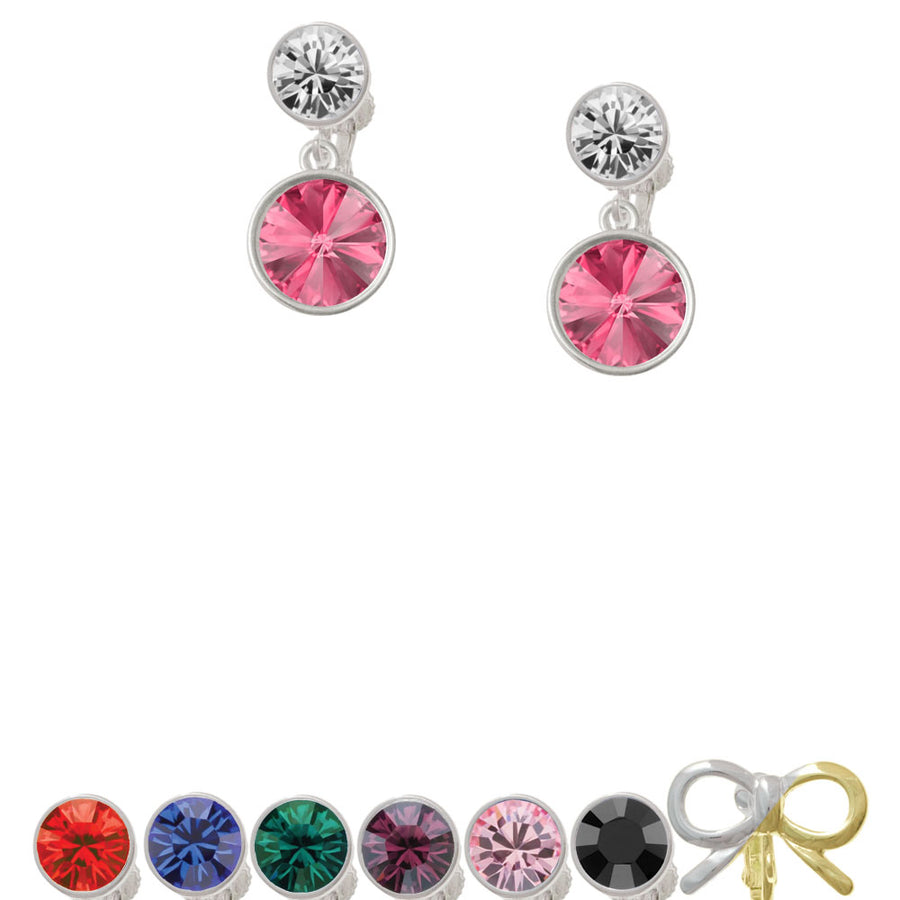 12mm Crystal Rivoli - Hot Pink Crystal Clip On Earrings Image 1