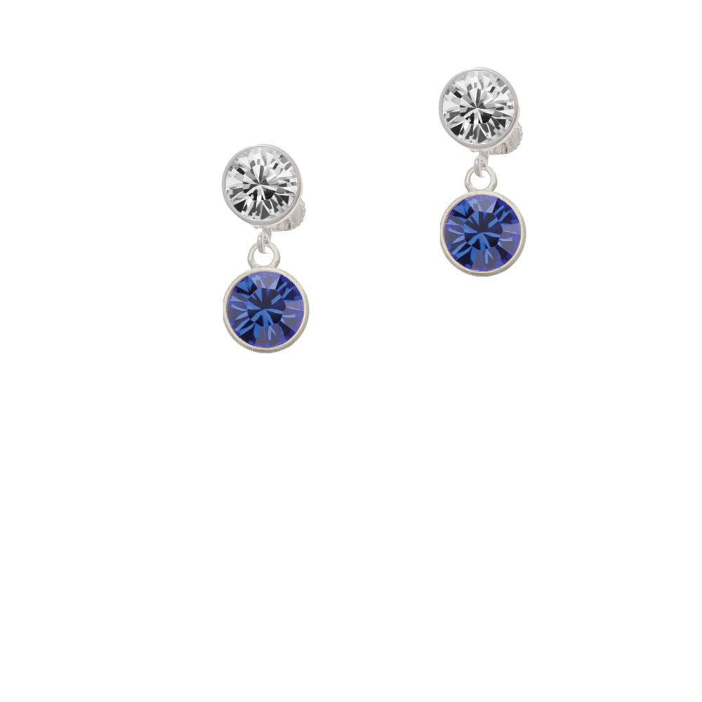 10mm Blue Crystal Drop Crystal Clip On Earrings Image 2