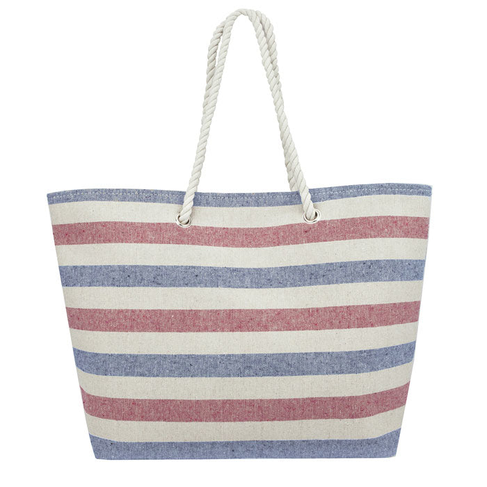 Eshma Mardini Striped Canvas Beach Bag -  Inner PocketTop Handle - Eco Friendly Image 2