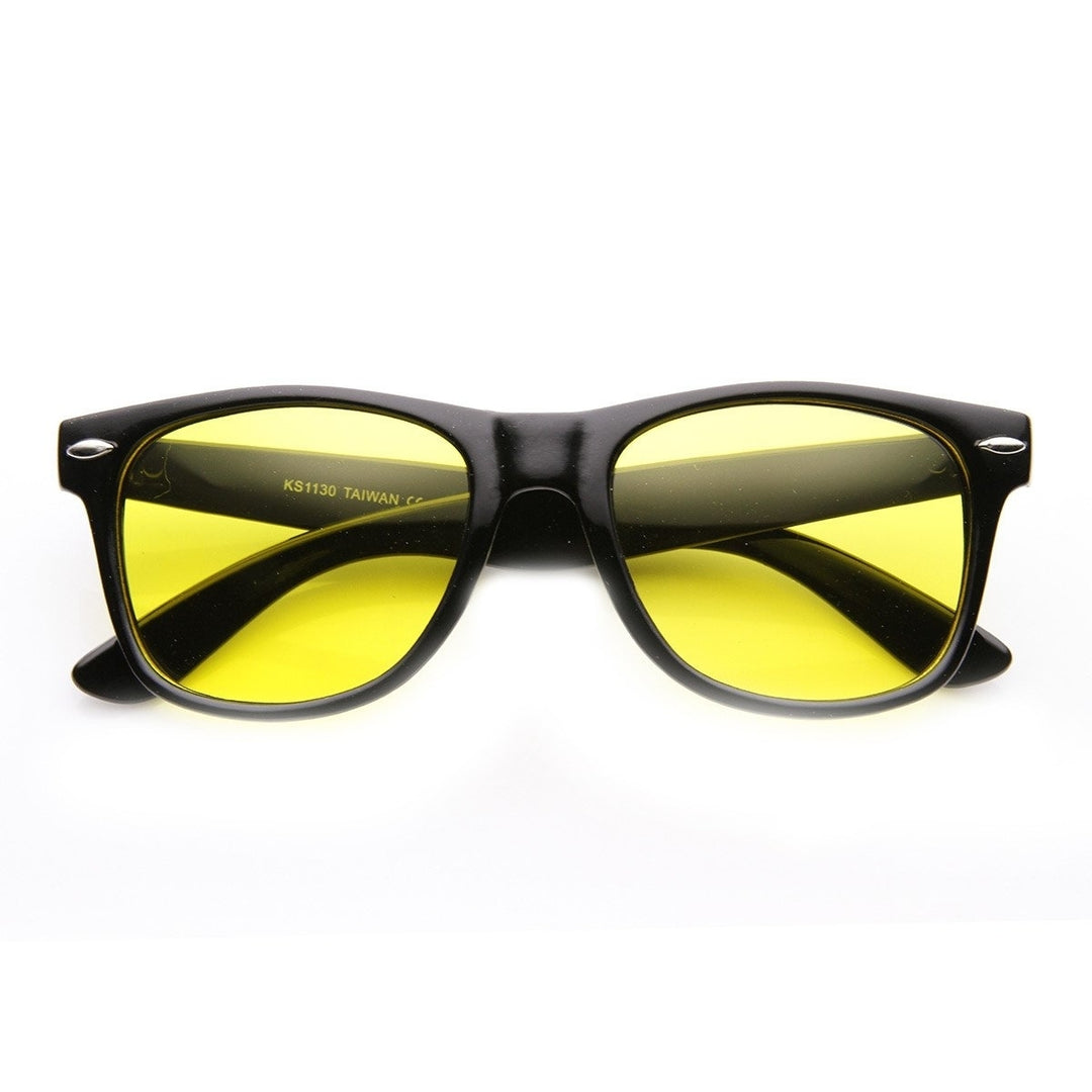 Night-Driving Glare Reducing Yellow Tinted Lens Basic Horned Rim Glasses Image 1