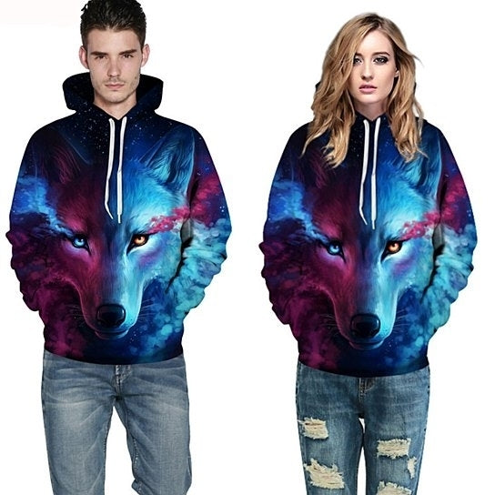 Star Wolf Print Hooded Sweater Image 1