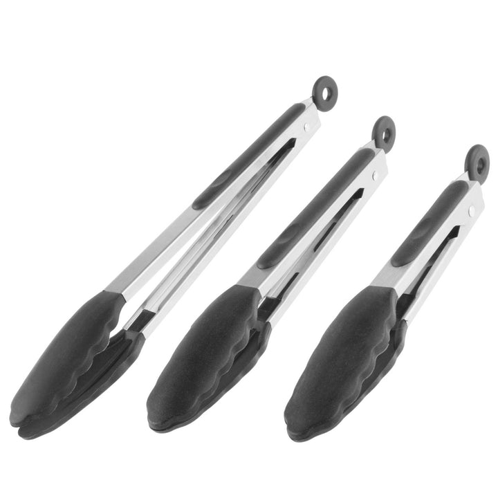 Set of 3 Non Stick Stainless Steel Silicone Locking Tongs for Cooking BBQ Grill Salads Image 6