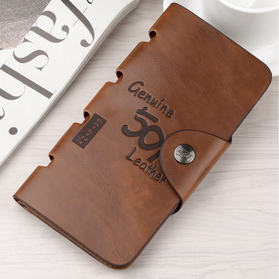 Retro Mens Long Leather Wallet Image 1