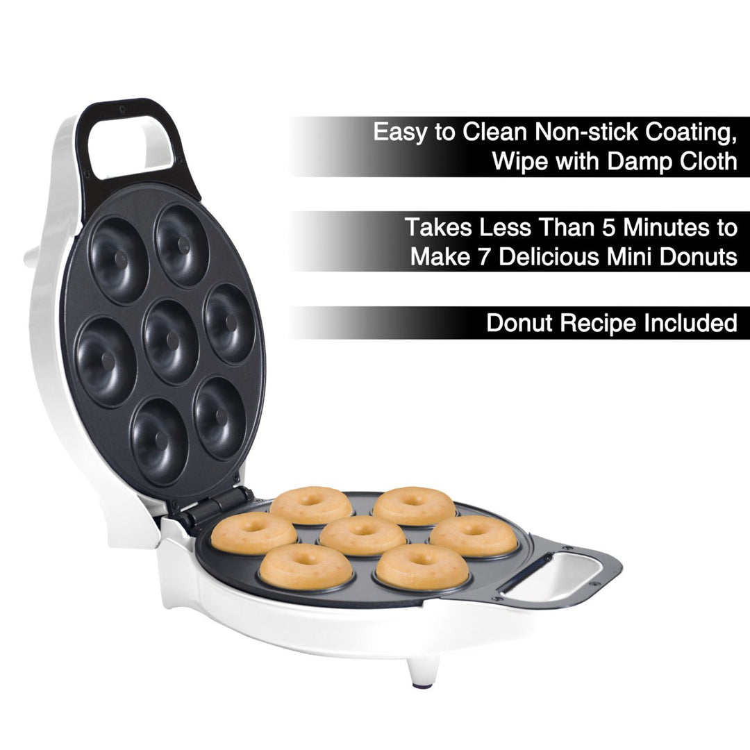 Electric Mini Donut Maker 7 Two-Inch Donuts Non StickNo Oil or Frying Makes Donuts in 3 - 5 Minutes Image 3