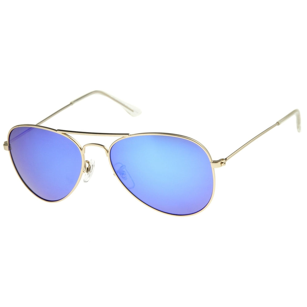 Classic Matte Metal Frame Colored Mirror Lens Aviator Sunglasses 57mm Image 2