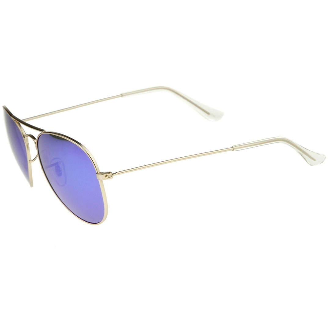 Classic Matte Metal Frame Colored Mirror Lens Aviator Sunglasses 57mm Image 3