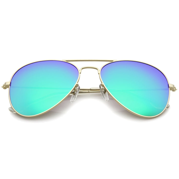 Classic Matte Metal Frame Colored Mirror Lens Aviator Sunglasses 57mm Image 4