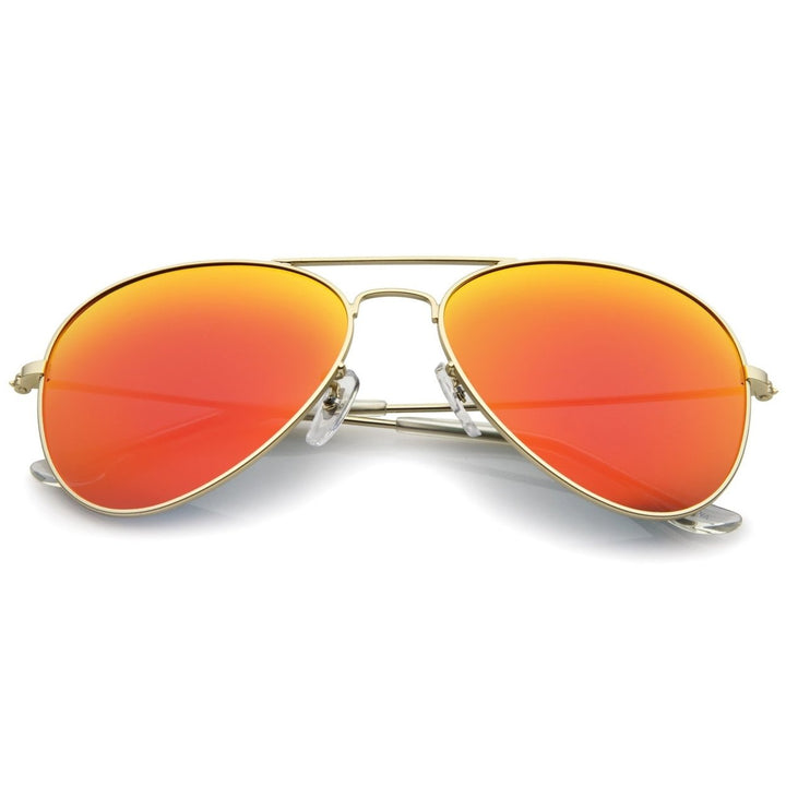 Classic Matte Metal Frame Colored Mirror Lens Aviator Sunglasses 57mm Image 6