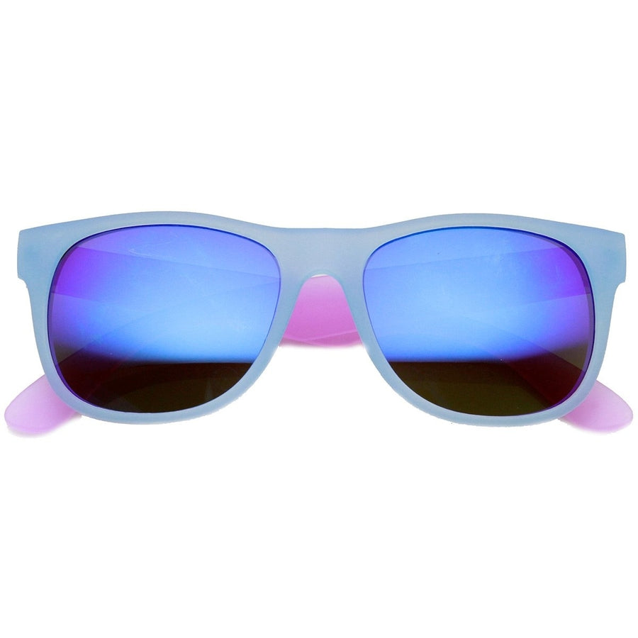 Frosted Colorful Two-Tone Frame Flash Mirror Lens Horn Rimmed Sunglasses Image 1