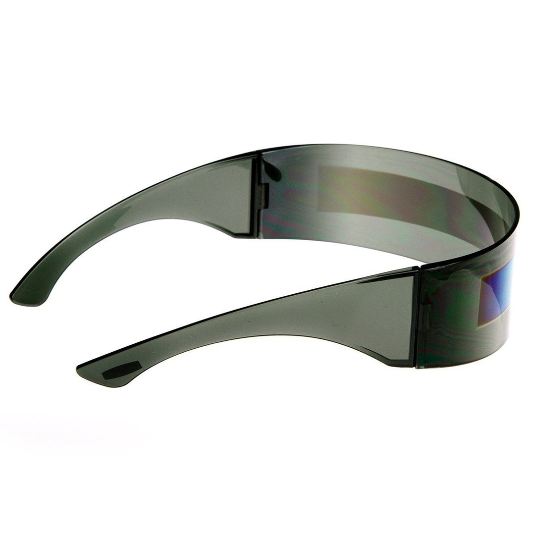 Futuristic Wrap Around Monoblock Shield Sunglasses Image 4