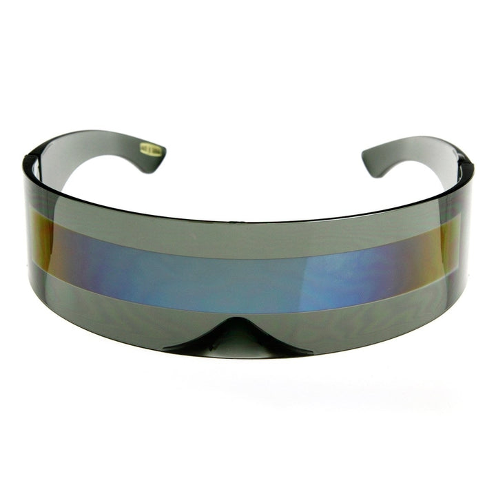Futuristic Wrap Around Monoblock Shield Sunglasses Image 6