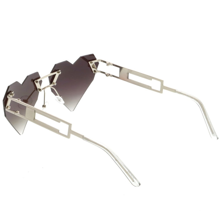 Oversize Laser Cut Heart Sunglasses With Metal Arms Rivet Tinted Lens 60mm Image 4
