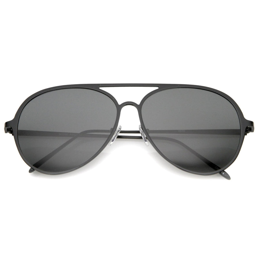 Oversize Metal Frame Double Nose Bridge Slim Temple Aviator Sunglasses 58mm Image 1