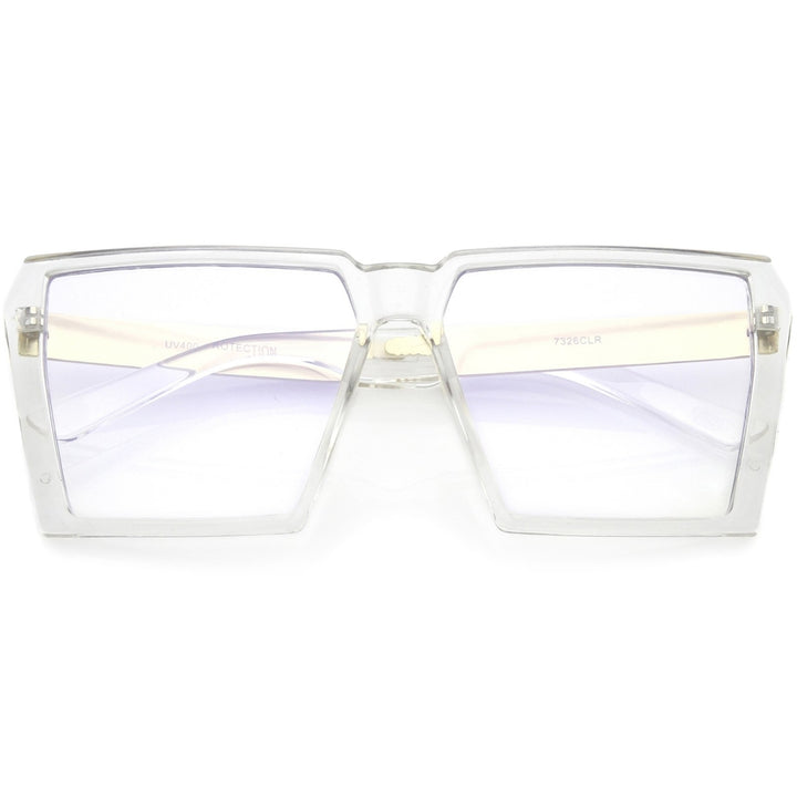 Oversize Modern Chunky Square Eyeglasses Flat Clear Lens 60mm Image 1