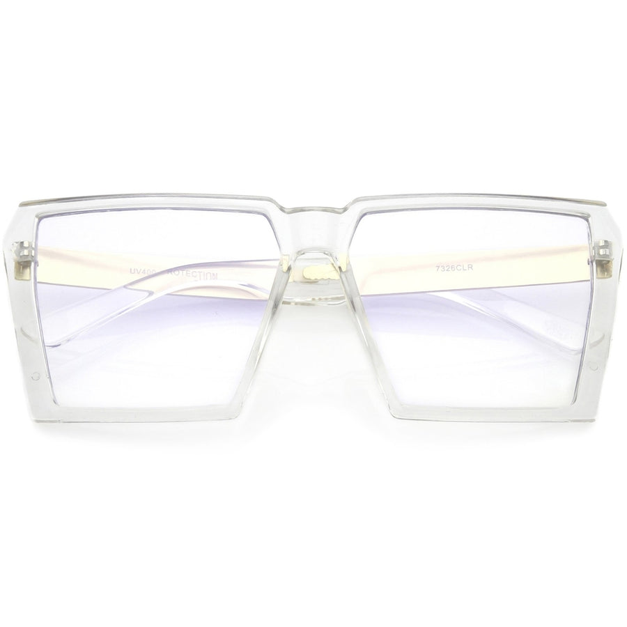 Oversize Modern Chunky Square Eyeglasses Flat Clear Lens 60mm Image 1