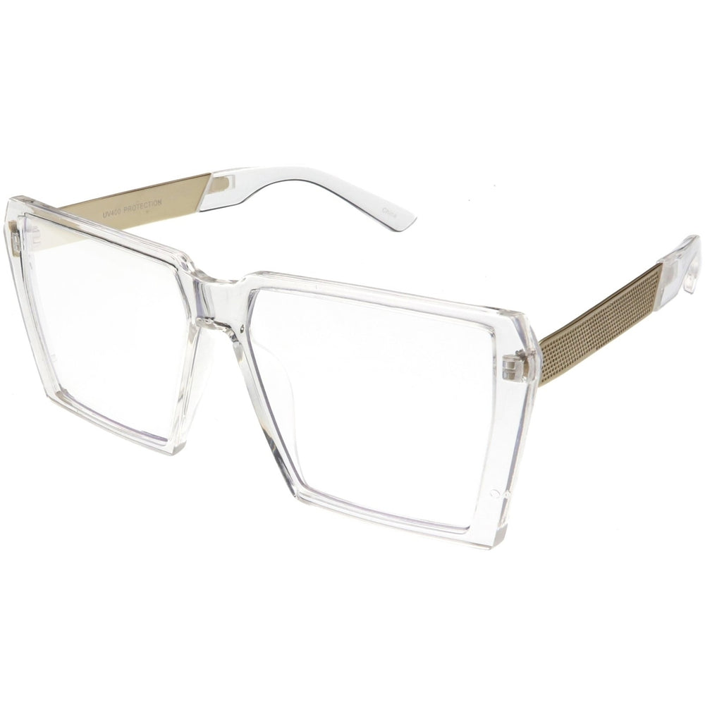 Oversize Modern Chunky Square Eyeglasses Flat Clear Lens 60mm Image 2
