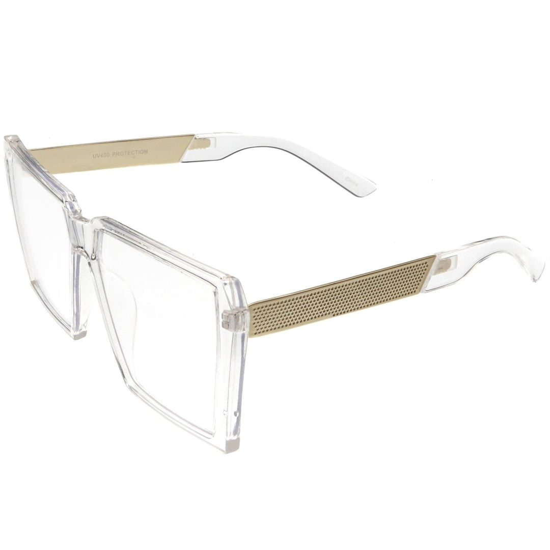 Oversize Modern Chunky Square Eyeglasses Flat Clear Lens 60mm Image 3