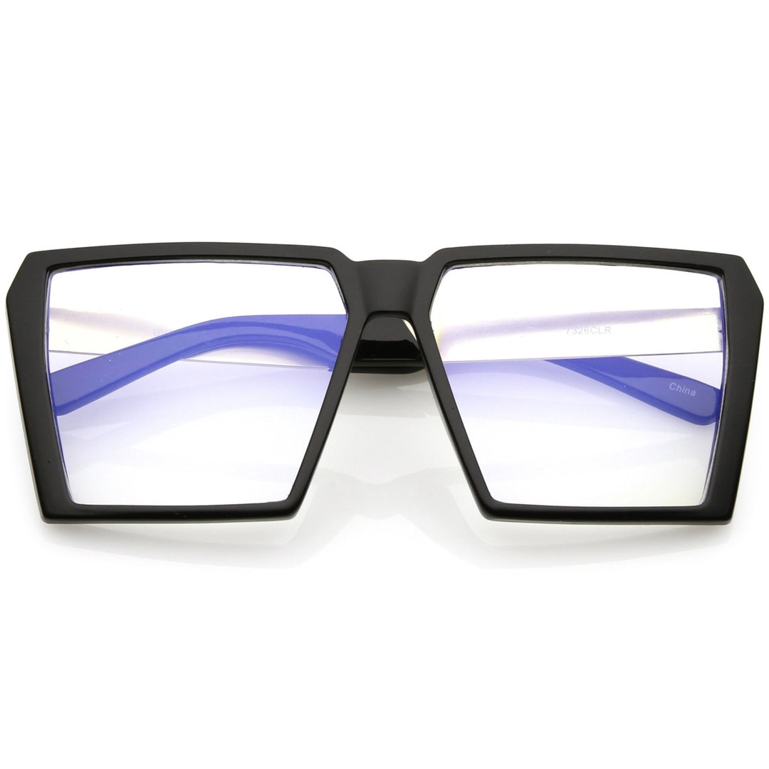 Oversize Modern Chunky Square Eyeglasses Flat Clear Lens 60mm Image 4