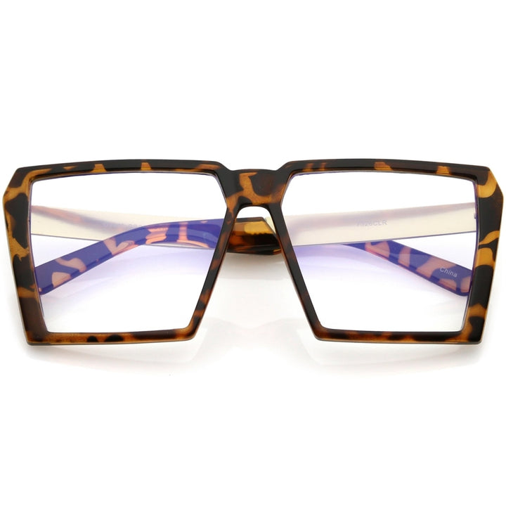Oversize Modern Chunky Square Eyeglasses Flat Clear Lens 60mm Image 6