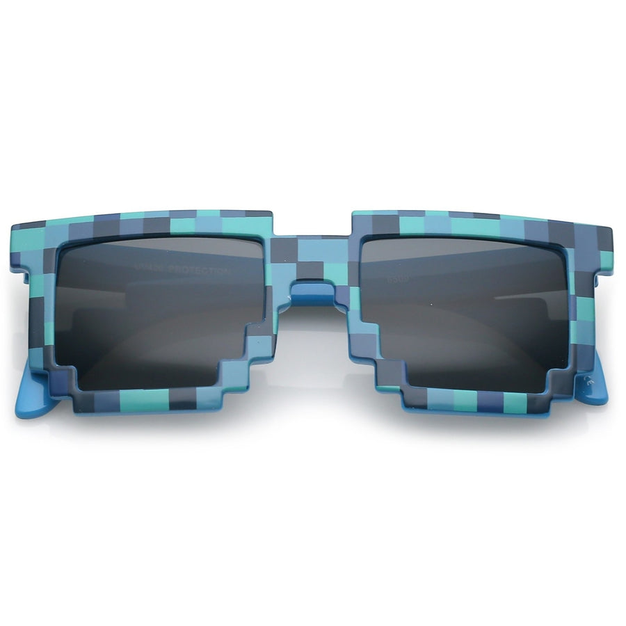 Retro Novelty Pixelated Print Square Sunglasses With Square Lens 50mm Image 1