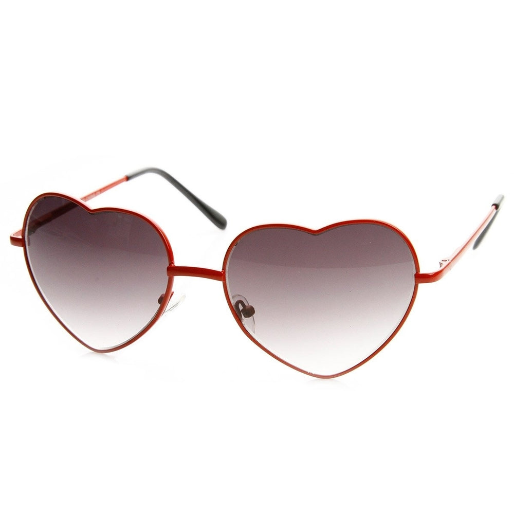 Womens Fashion Thin Metal Cute Heart Shaped Sunglasses Image 2