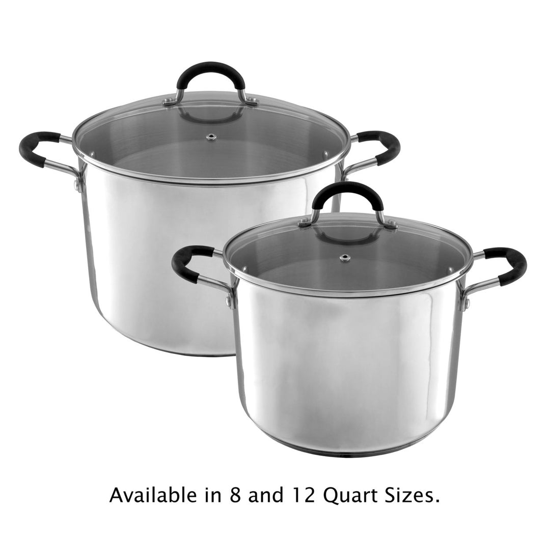Large Stainless Steel Stock Pot with Lid Vent Hole Induction Ready 12 Quart Image 4