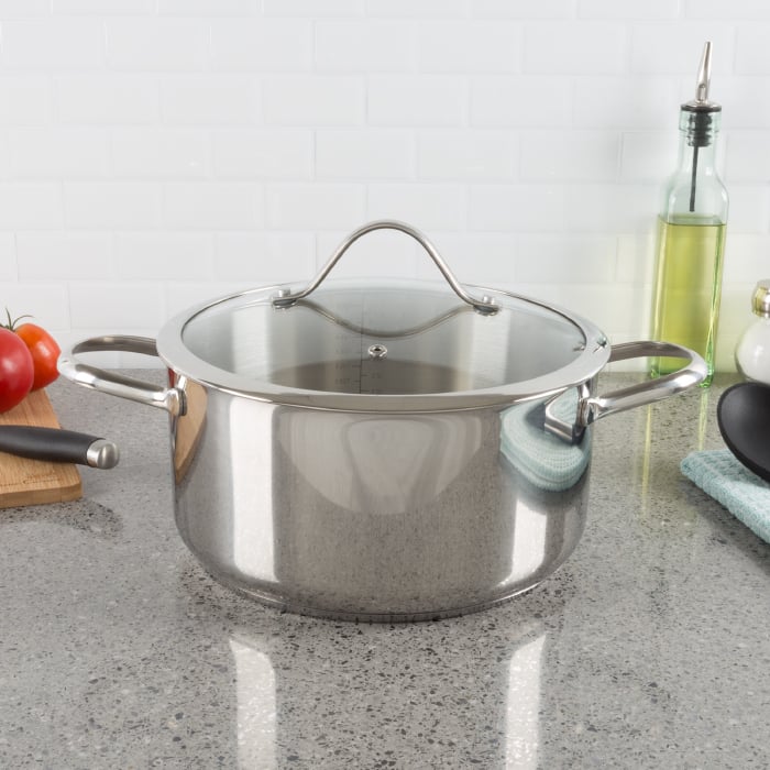 Stainless Steel Stock Pot with Lid Gas Electric Stove Induction Ready 6 Quart Image 1