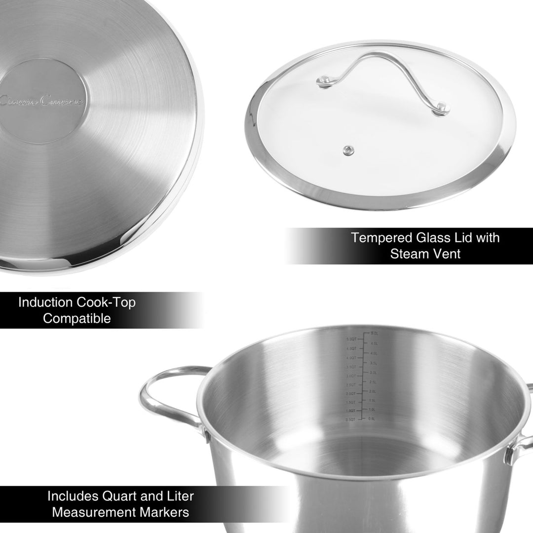 Stainless Steel Stock Pot with Lid Gas Electric Stove Induction Ready 6 Quart Image 4