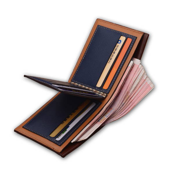 Men\s Faux Leather Bifold Purse ID Card Holder Vintage Clutch Wallet Image 6