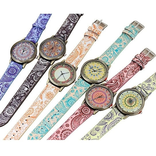 Pretty Patterns Watch With Henna Style Belt And Mandala Dial Image 1